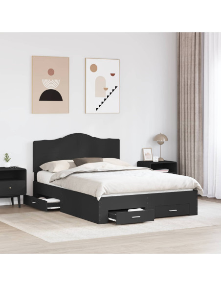 Struttura del letto Nero 140 x 190 cm Legno multistrato