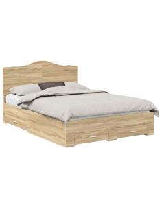 Struttura del letto con testiera Rovere Sonoma 140 x 190 cm 2