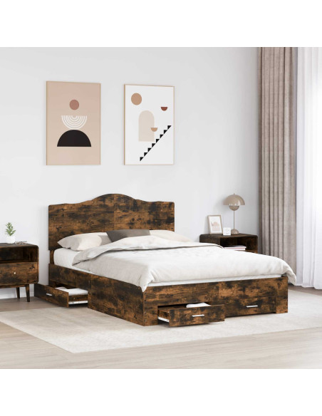 Struttura del letto Rovere fumé 140 x 190 cm Legno multistrato