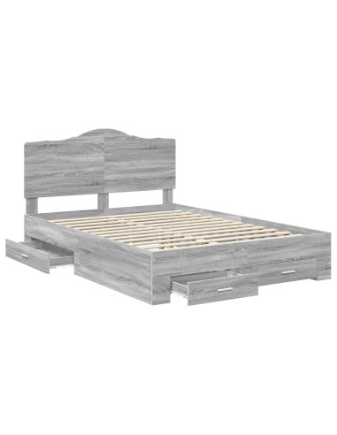 Struttura del letto con testiera Grigio Sonoma 140 x 190 cm