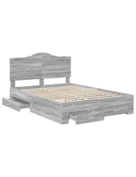 Struttura del letto con testiera Grigio Sonoma 140 x 190 cm