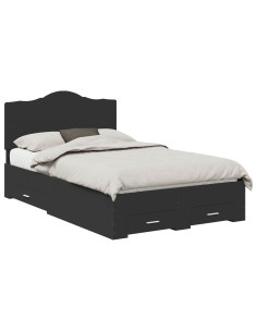 Struttura del letto Nero 135 x 190 cm Legno multistrato 2