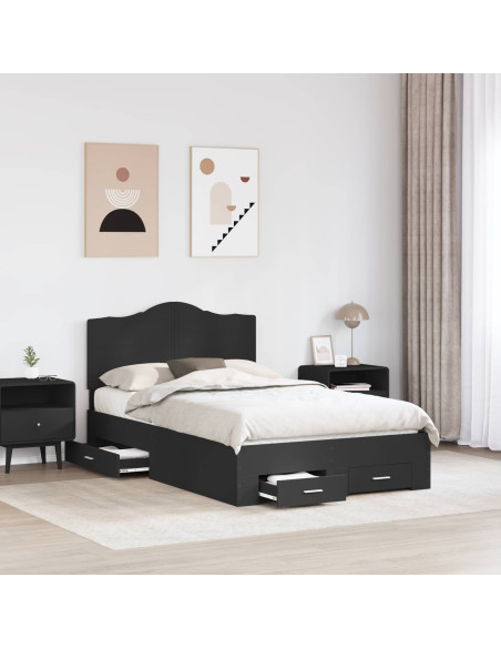 Struttura del letto Nero 135 x 190 cm Legno multistrato