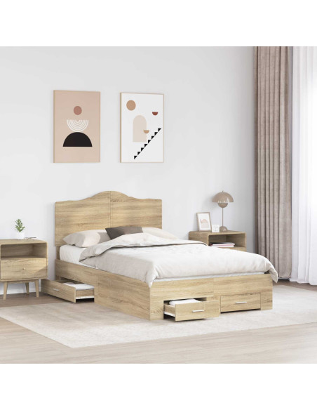 Struttura del letto con testiera Rovere Sonoma 135 x 190 cm