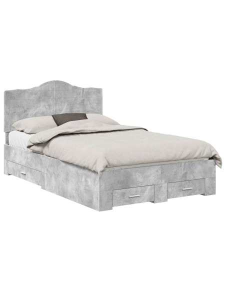 Struttura del letto con testiera Grigio cemento 135 x 190 cm