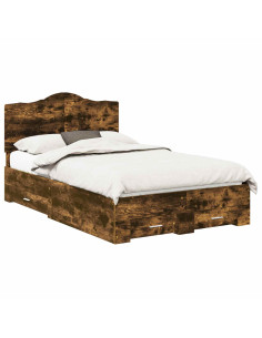 Struttura del letto Rovere fumé 135 x 190 cm Legno multistrato 2