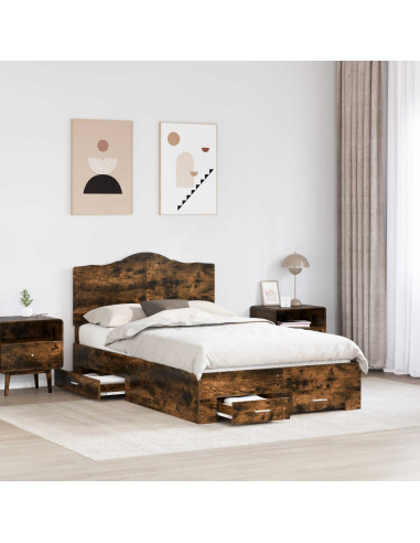 Struttura del letto Rovere fumé 135 x 190 cm Legno multistrato