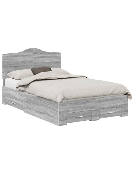 Struttura del letto con testiera Grigio Sonoma 135 x 190 cm