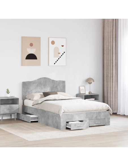 Struttura del letto con testiera Grigio cemento 120 x 190 cm