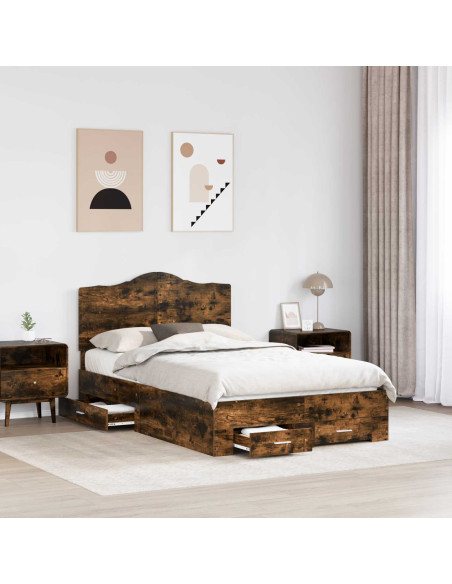 Struttura del letto Rovere fumé 120 x 190 cm Legno multistrato