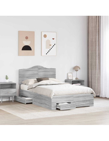 Struttura del letto con testiera Grigio Sonoma 120 x 190 cm