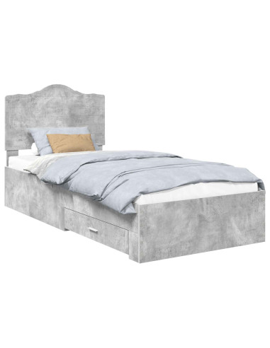 Struttura del letto con testiera Grigio cemento 100 x 200 cm