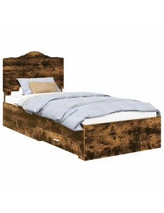 Struttura del letto Rovere fumé 100 x 200 cm Legno multistrato 2