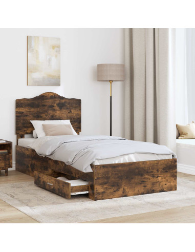 Struttura del letto Rovere fumé 100 x 200 cm Legno multistrato