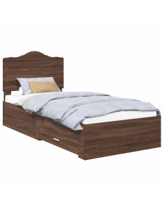 Struttura del letto con testiera Rovere Marrone 100 x 200 cm 2