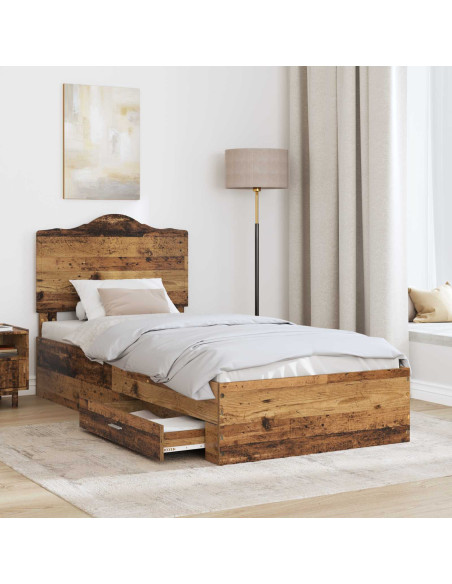 Struttura del letto con testiera Legno vecchio 100 x 200 cm