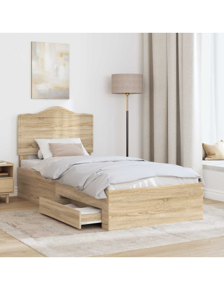 Struttura del letto Rovere Sonoma 90 x 200 cm Legno multistrato