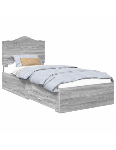 Struttura del letto Grigio Sonoma 90 x 200 cm Legno multistrato