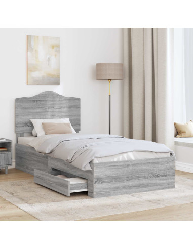 Struttura del letto Grigio Sonoma 90 x 200 cm Legno multistrato