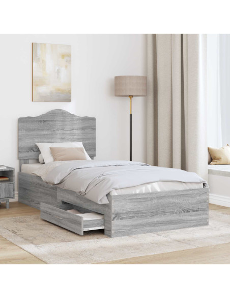 Struttura del letto Grigio Sonoma 90 x 200 cm Legno multistrato
