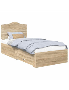 Struttura del letto Rovere Sonoma 90 x 190 cm Legno multistrato 2