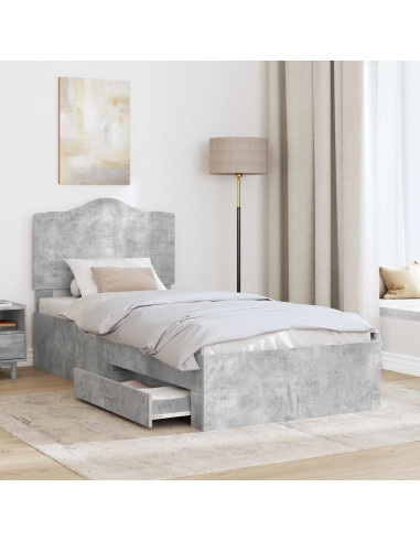 Struttura del letto con testiera Grigio cemento 90 x 190 cm
