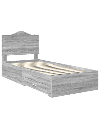 Struttura del letto Grigio Sonoma 90 x 190 cm Legno multistrato