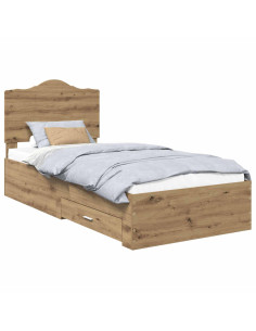 Struttura del letto con testiera Rovere artigianale 90 x 190 cm 2