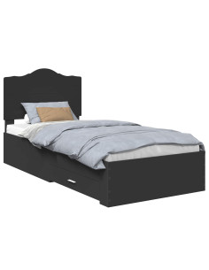 Struttura del letto Nero 70 x 190 cm Legno multistrato 2