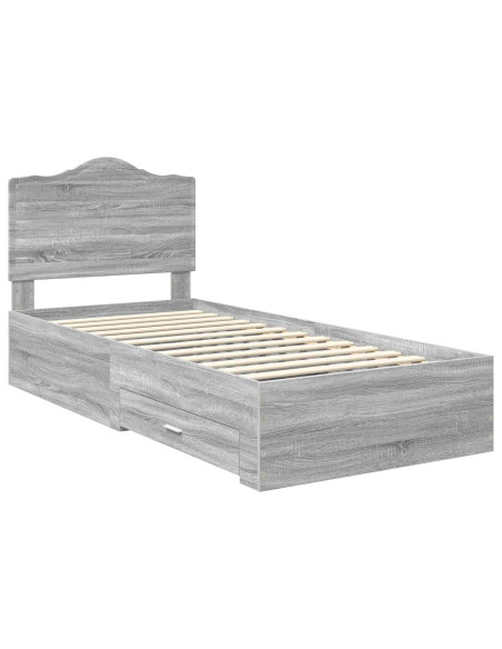 Struttura del letto Grigio Sonoma 75 x 190 cm Legno multistrato