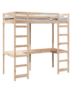 Struttura per letto soppalco Naturale 90 x 200 cm Pino massello 2