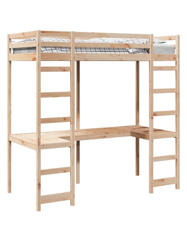 Struttura per letto soppalco Naturale 90 x 200 cm Pino massello