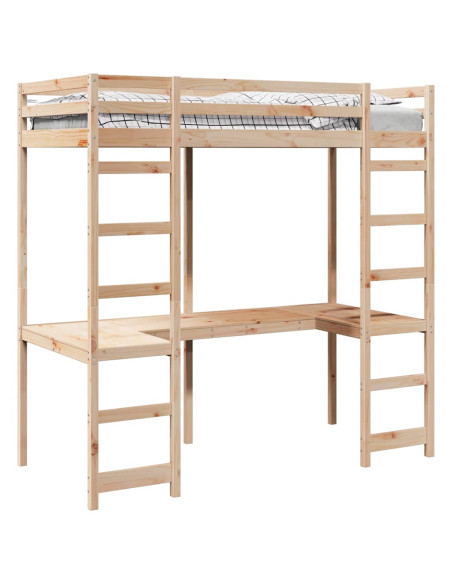 Struttura per letto soppalco Naturale 90 x 200 cm Pino massello