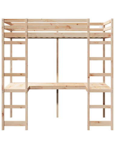 Struttura per letto soppalco Naturale 90 x 200 cm Pino massello