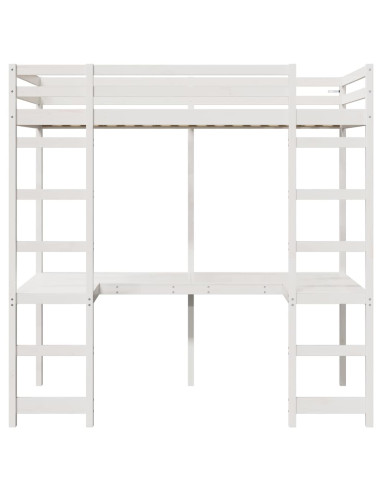 Struttura per letto soppalco Bianco 80 x 200 cm Pino massello