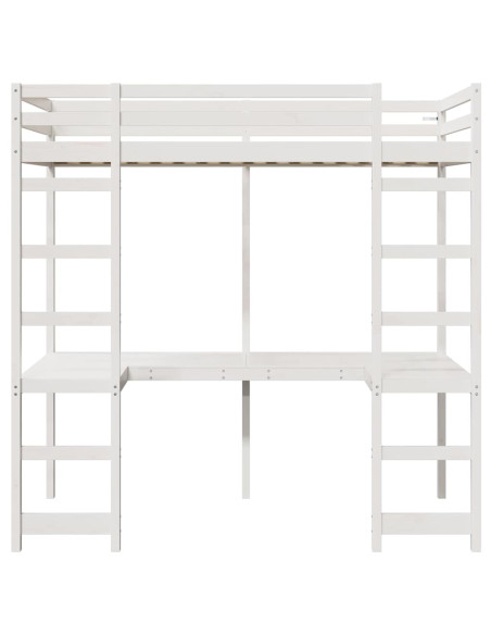 Struttura per letto soppalco Bianco 80 x 200 cm Pino massello