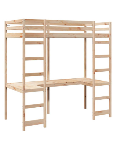 Struttura per letto soppalco Naturale 90 x 190 cm Pino massello