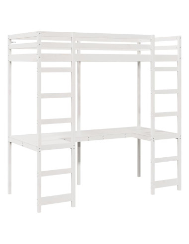 Struttura per letto soppalco Bianco 90 x 190 cm Pino massello