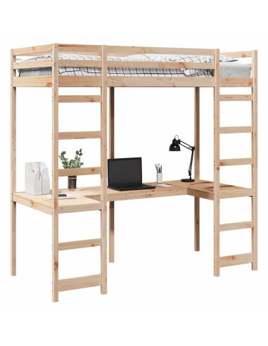 Struttura per letto soppalco Naturale 75 x 190 cm Pino massello