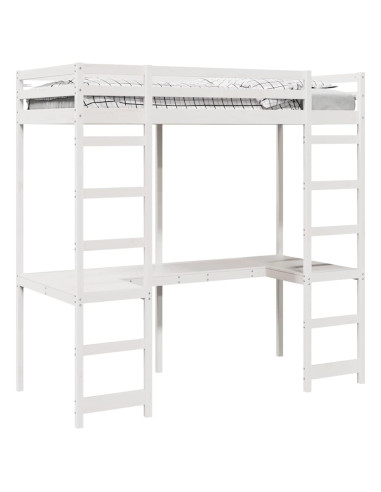 Struttura per letto soppalco Bianco 75 x 190 cm Pino massello