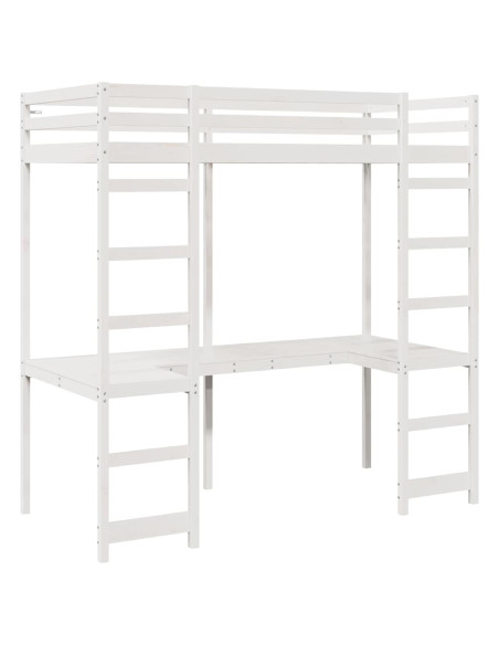 Struttura per letto soppalco Bianco 75 x 190 cm Pino massello