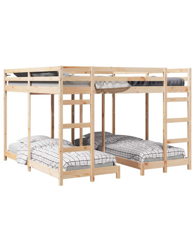 Struttura letto a castello triplo Naturale 80 / 200 x 200 cm