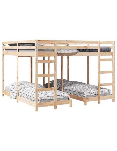 Struttura letto a castello triplo Naturale 80 / 200 x 200 cm
