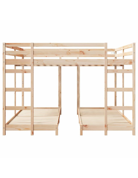 Struttura letto a castello triplo Naturale 80 / 200 x 200 cm