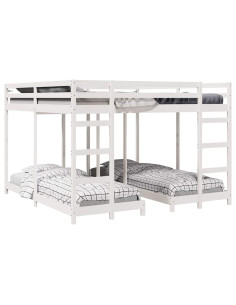 Struttura letto a castello triplo Bianco 200 x 200 cm 2