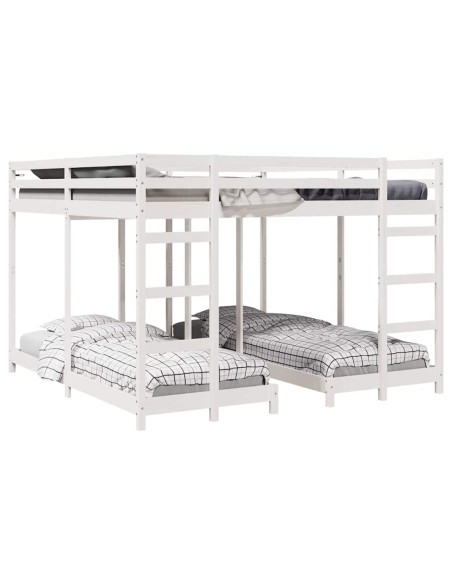 Struttura letto a castello triplo Bianco 200 x 200 cm