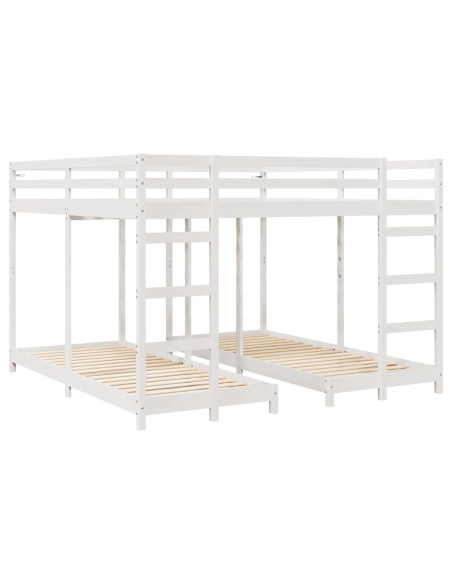 Struttura letto a castello triplo Bianco 200 x 200 cm