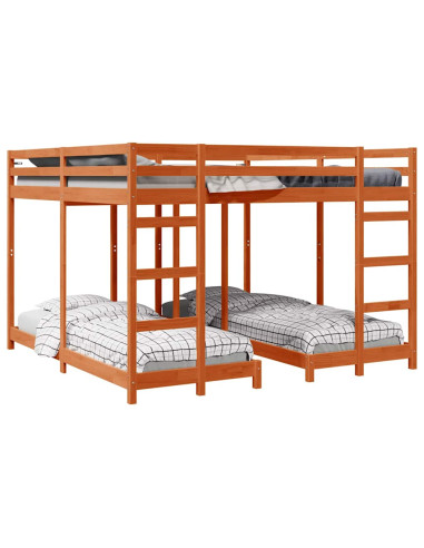 Struttura letto a castello triplo Marrone cerato 200 x 200 cm