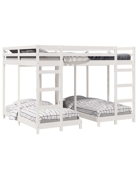 Struttura letto a castello triplo Bianco 160 x 200 cm