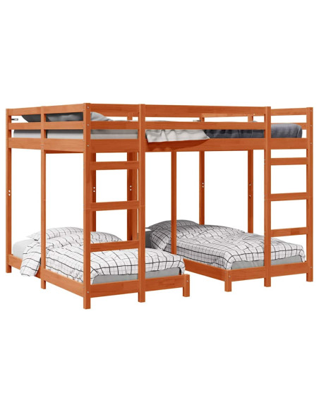 Struttura letto a castello triplo Cera marrone 160 x 200 cm